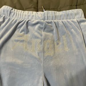 BLUE VELVET RHINESTONE SWEATS